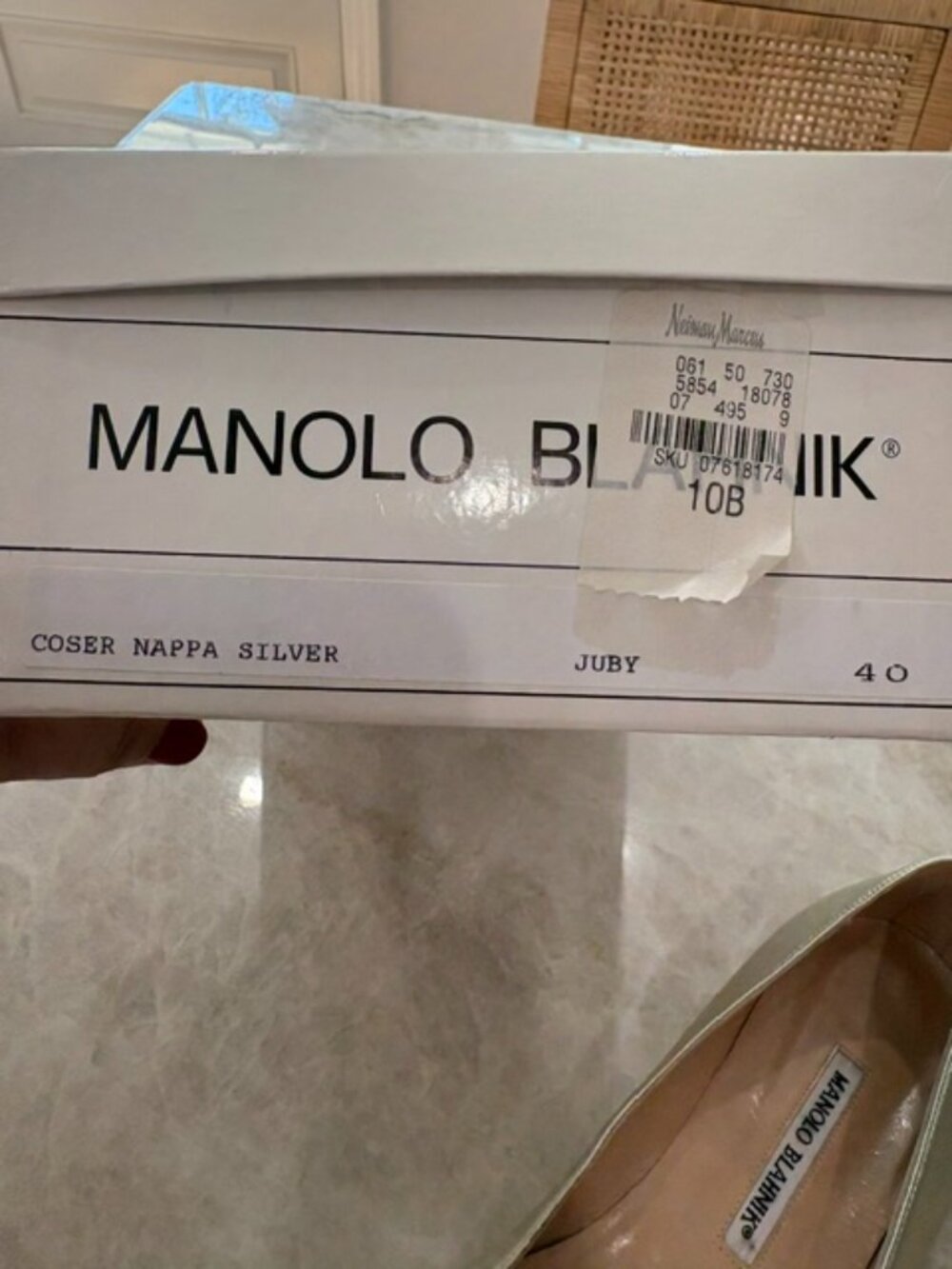 Manolo Blahnik "Juby" Round-Toe Flats in Silver, Size 40 (10) - Picture 13 of 13